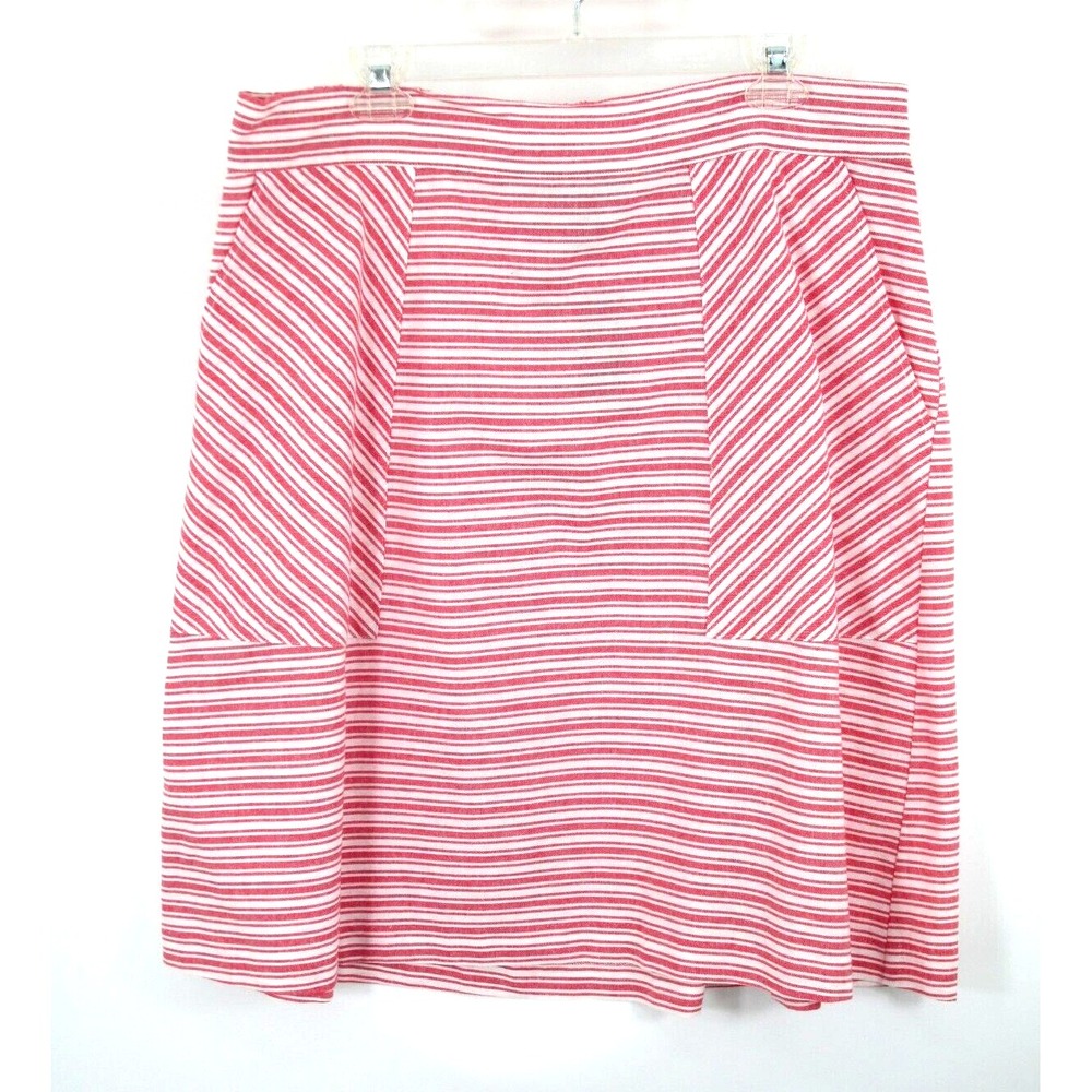 NWT LANE BRYANT Pull-On Midi Skirt Women Size 20 Red White Stripes Summer Pocket
